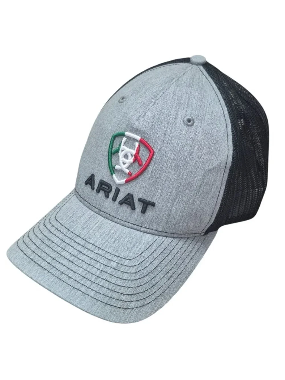 Ariat Snapback Trucker Hat Gray with Italian Flag Logo Adult One Size